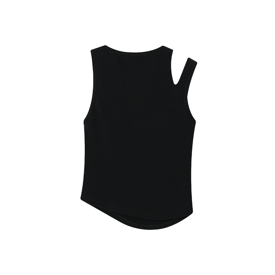 SomeSowe Asymmetry Cutting Knit Vest Black