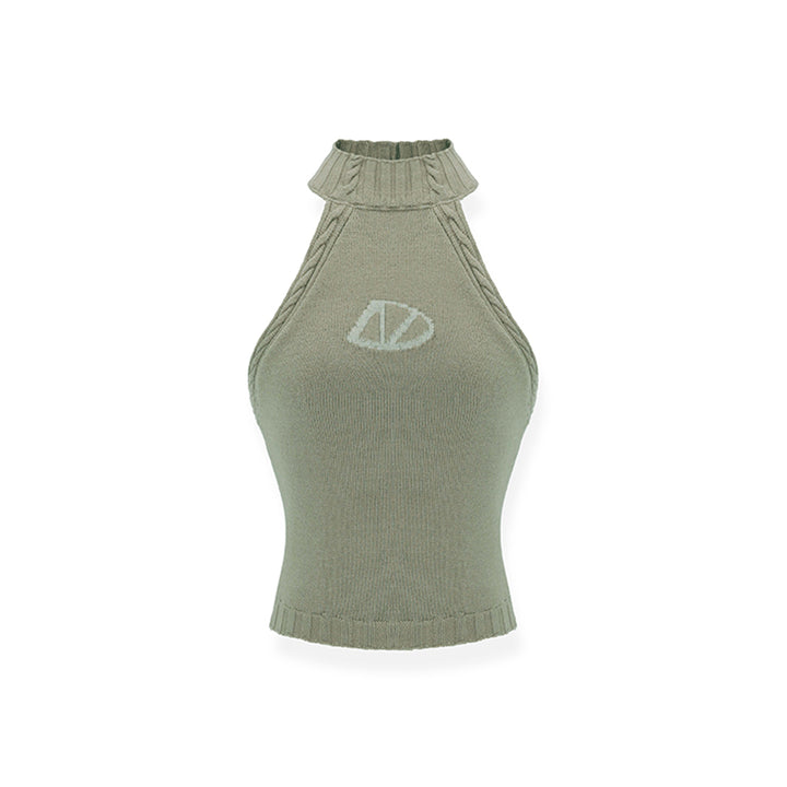 NAWS Jacquard Logo Sleeveless Halter Knit Vest Green