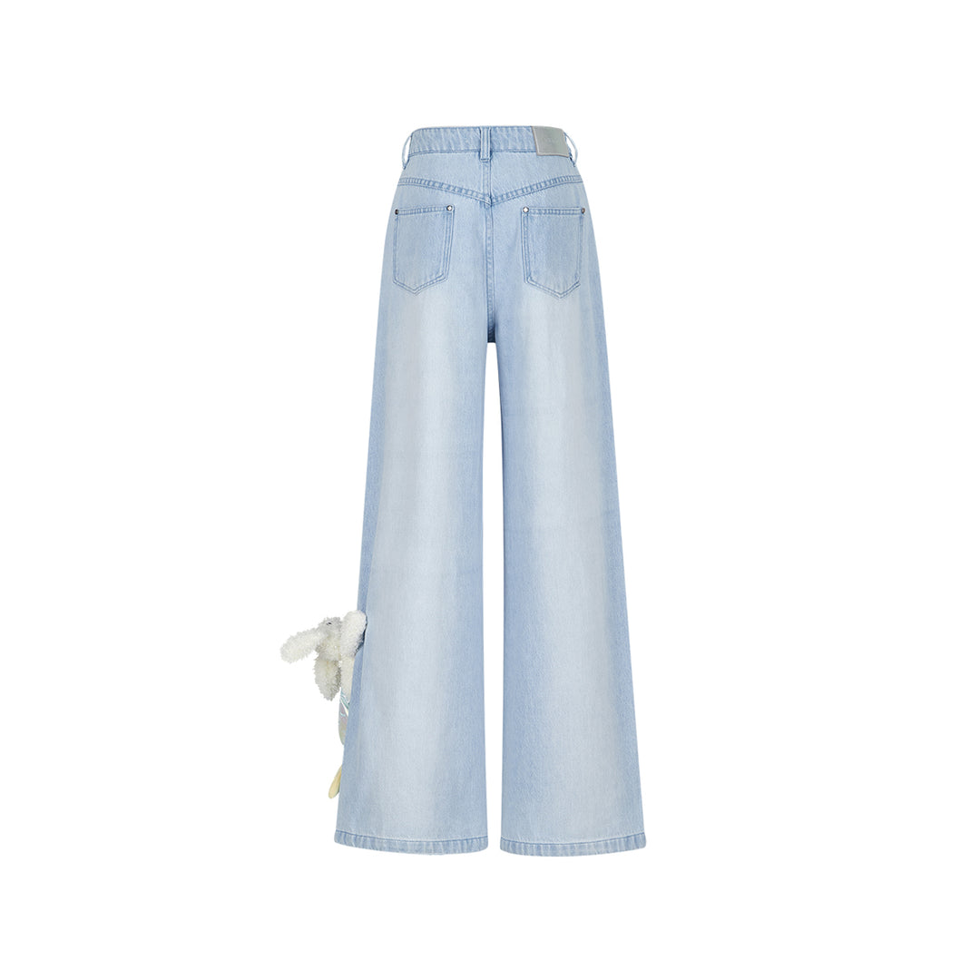 13De Marzo Doozoo Graffiti Wide-Leg Jeans Blue