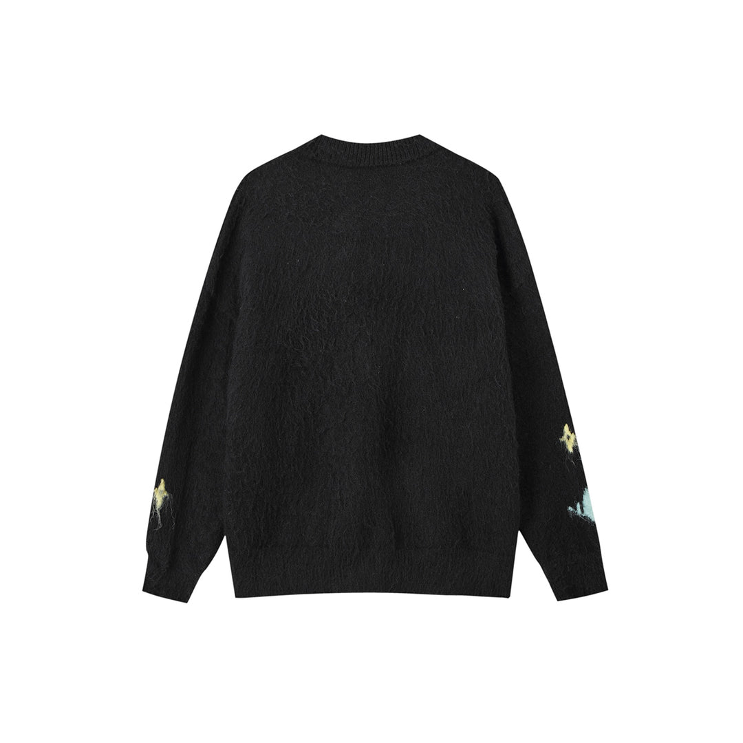 SomeSowe Butterfly Pulled Fur Knit Cardigan Black