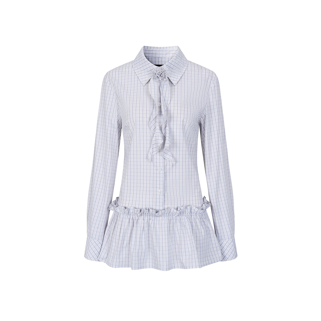 Via Pitti Rose Brooch Detachable Two-Way Shirt Dress White