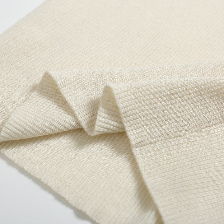 SomeSowe Woolen Slim Knit Top White - Mores Studio