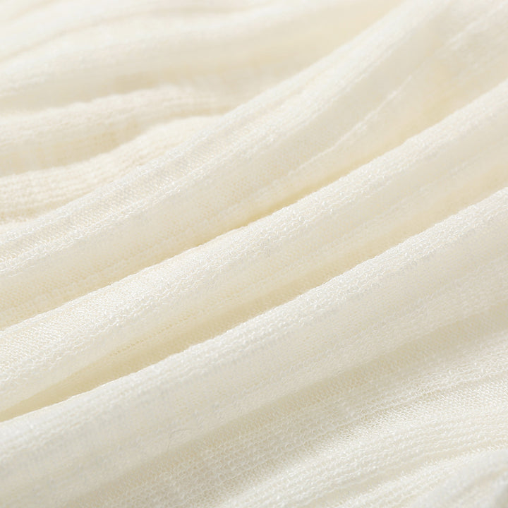 SomeSowe Ruffled Lace Up Knit Cardigan White