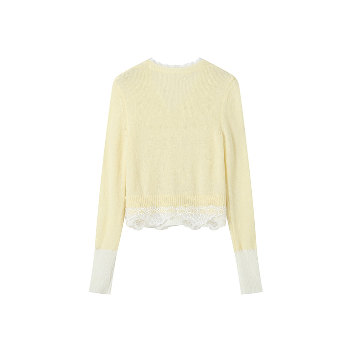 SomeSowe Lace Mohair Knitted Cardigan Yellow