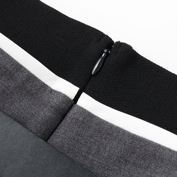 Revan Double Waist Logo Wide Leg Suit Pants Grey - Mores Studio