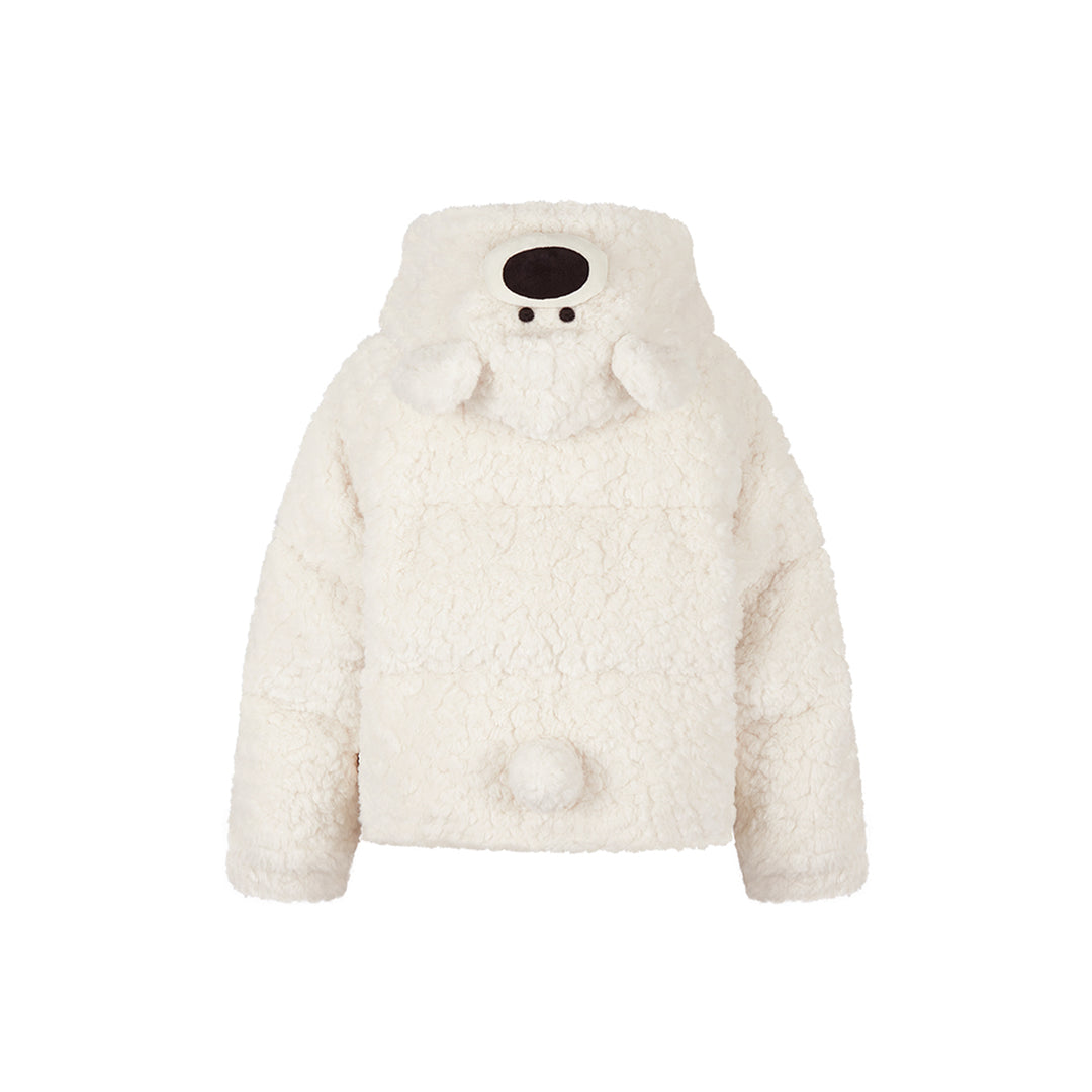 13De Marzo Plush Bear Detachable Fuzzy Down Jacket White