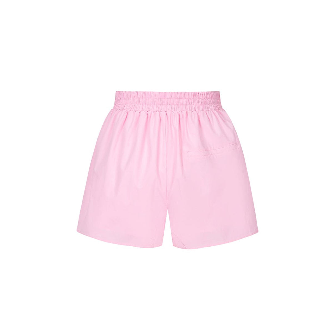 Three Quarters Logo Embroidery Shorts Pink - Mores Studio