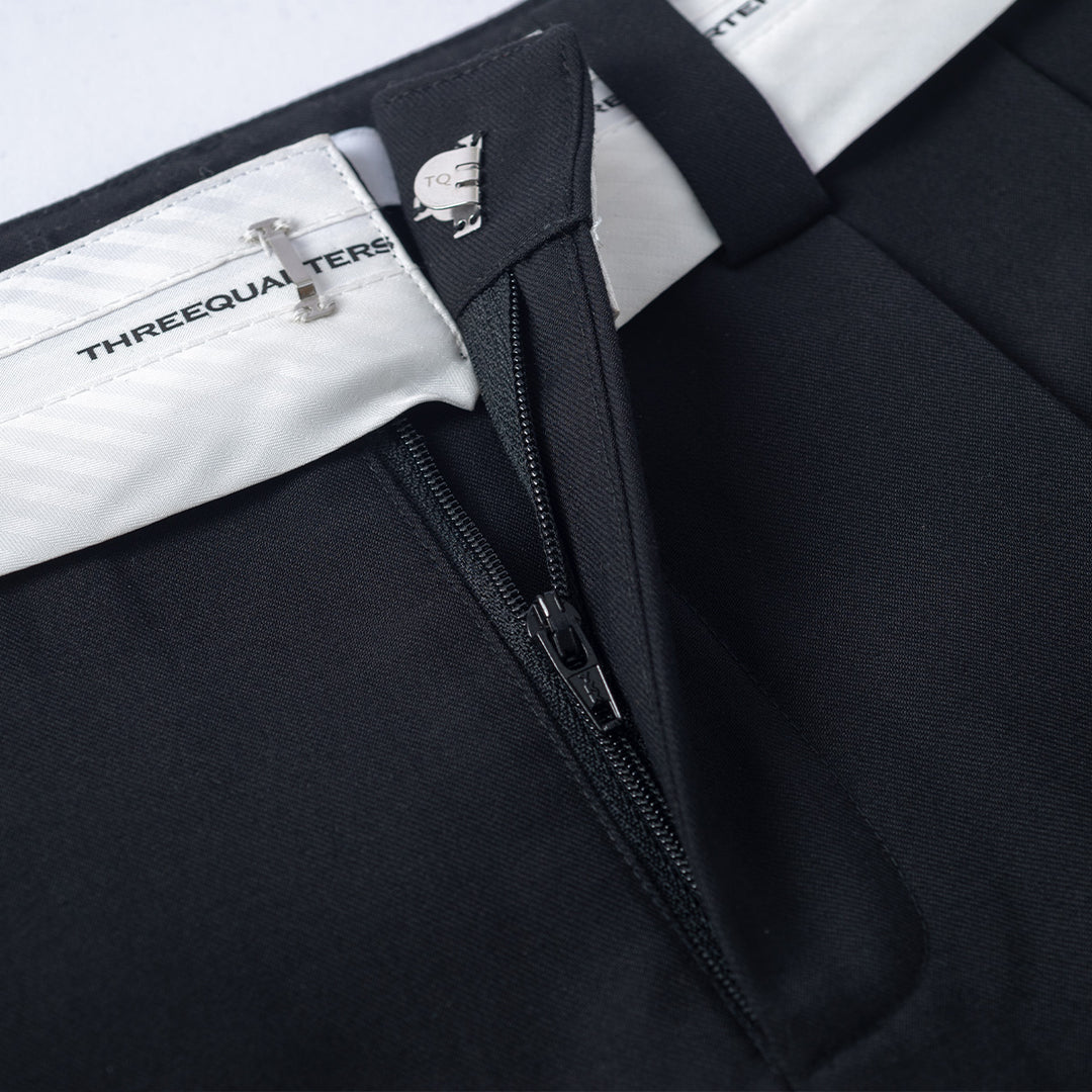 Three Quarters Silver Thread Contrast Skirt Shorts Black - Mores Studio