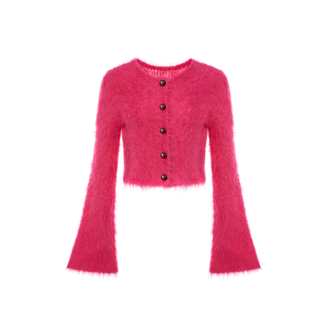 Rocha Roma Alpaca Knitted Lace Cardigan Pink - Mores Studio