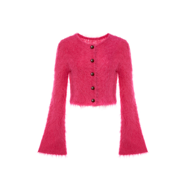 Rocha Roma Alpaca Knitted Lace Cardigan Pink