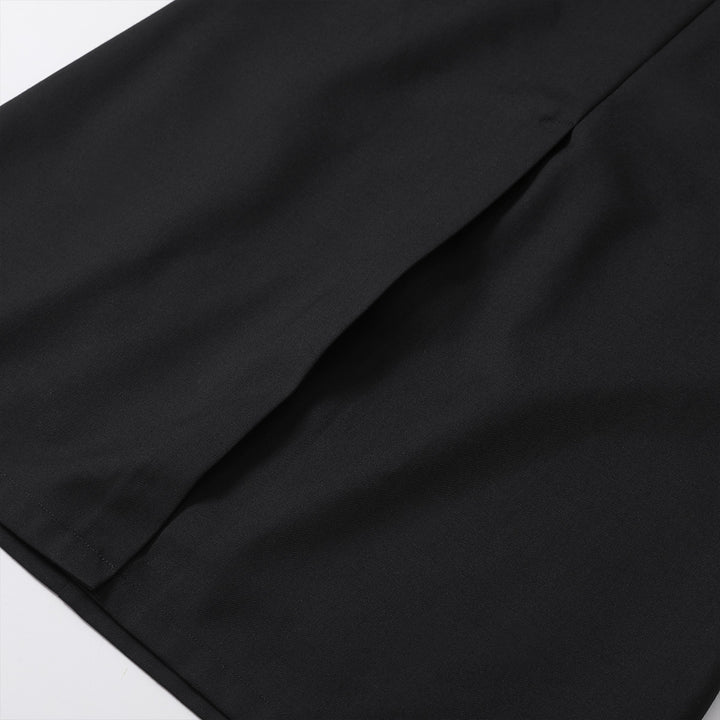 Three Quarters Color Blocked Cargo Flare Long Skirt Black - Mores Studio