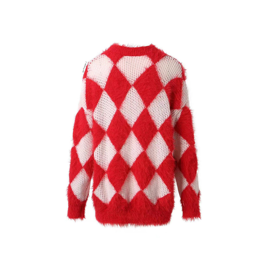 Jac Fleurant Color Blocked Checkered Knit Sweater - Mores Studio