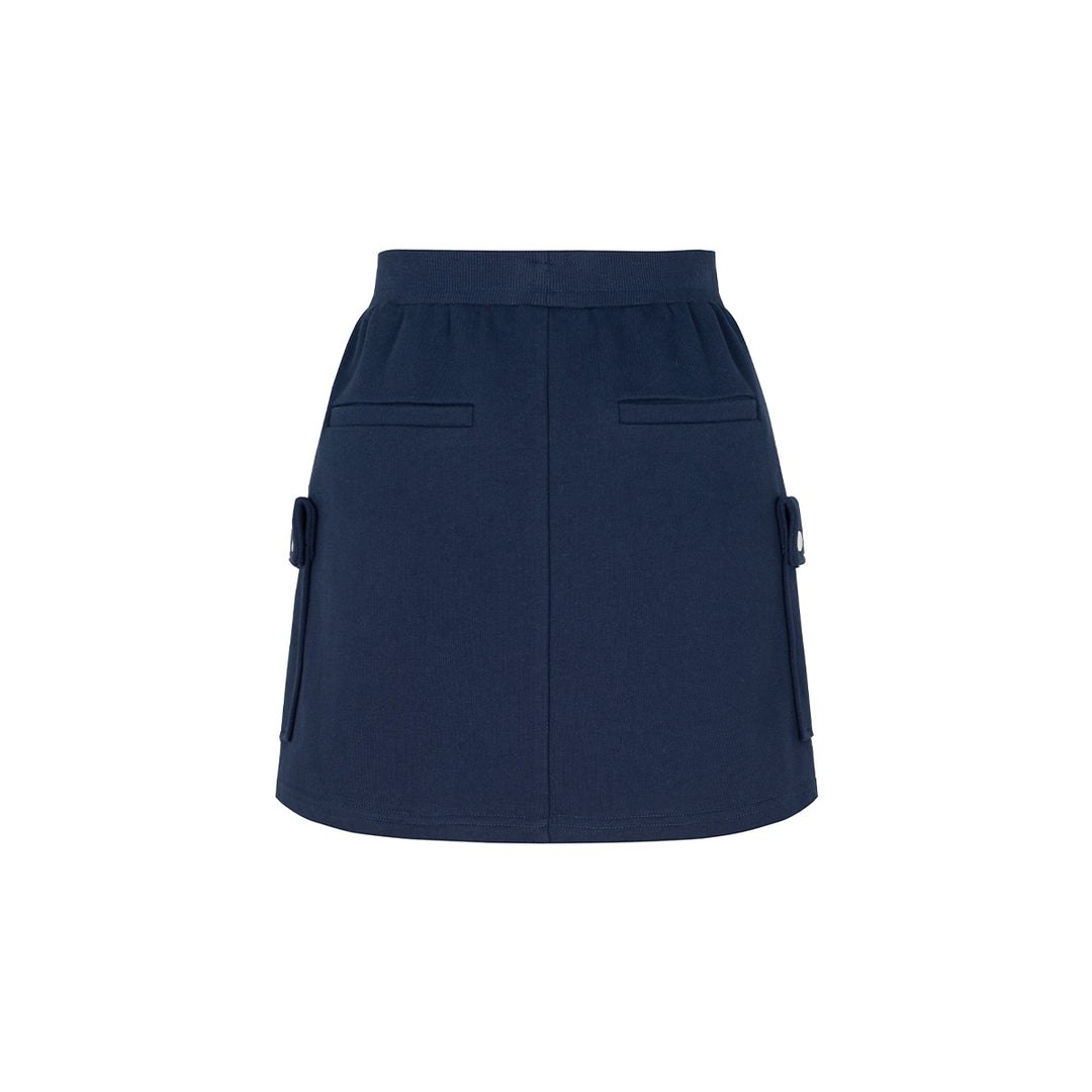 Three Quarters Cotton Skirt Navy - Mores Studio