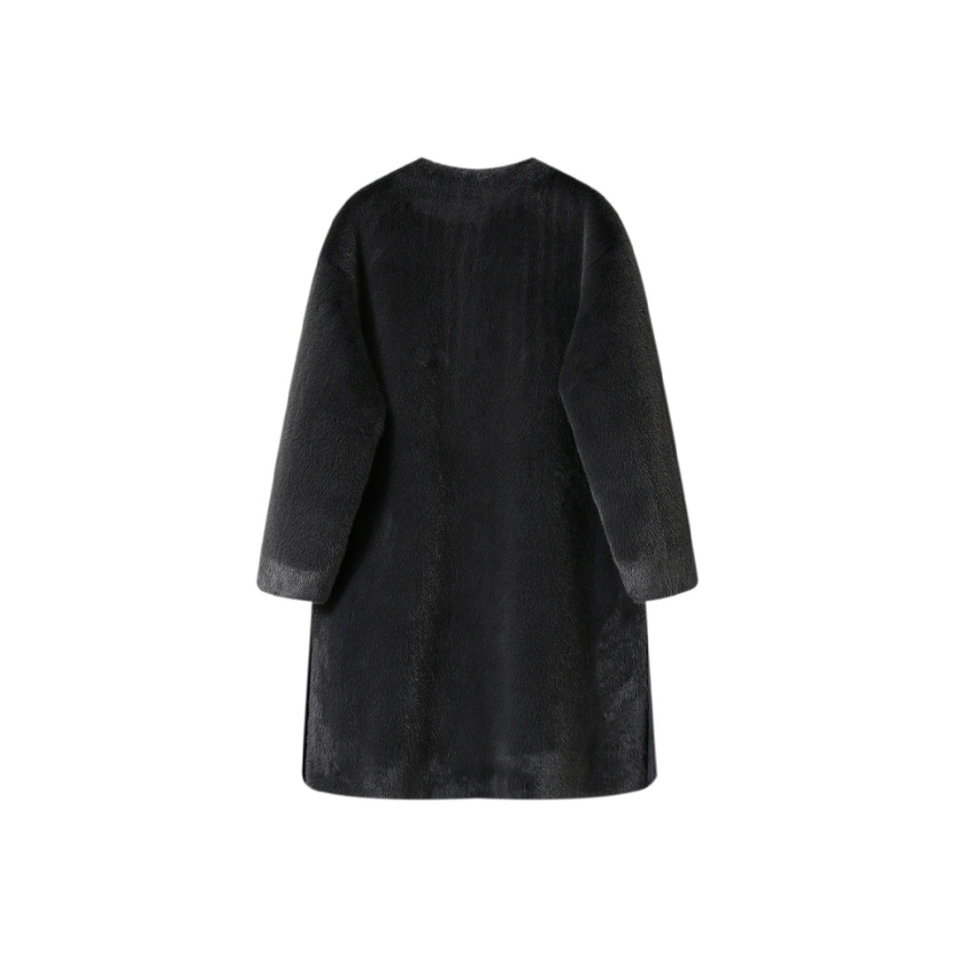 SomeSowe Fluffy Faux Mink Oversized Coat Dark Grey - Mores Studio