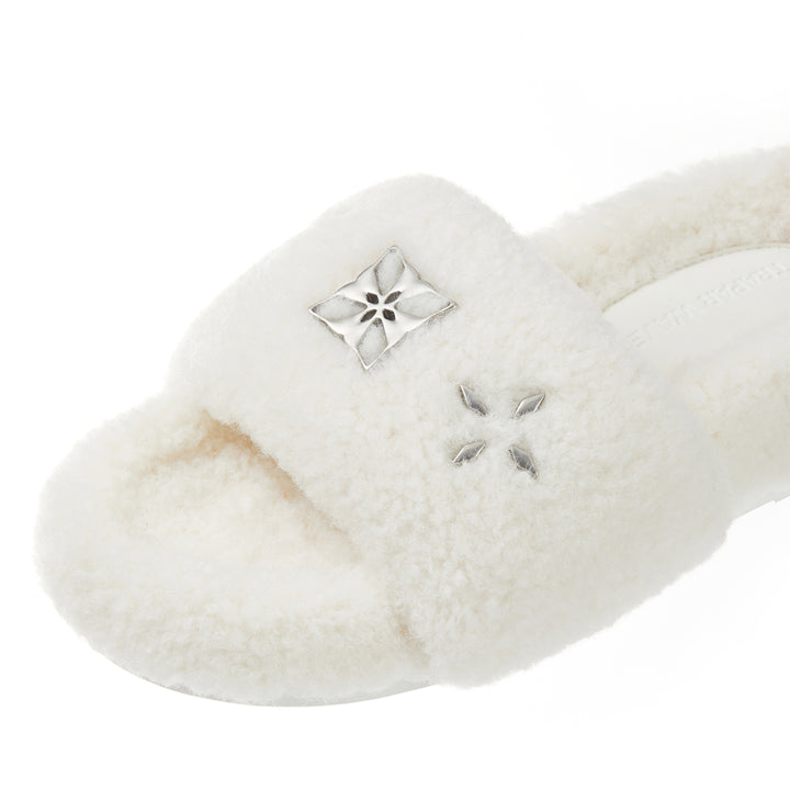 Trapar Waves Basic Casual Furry Slipper White