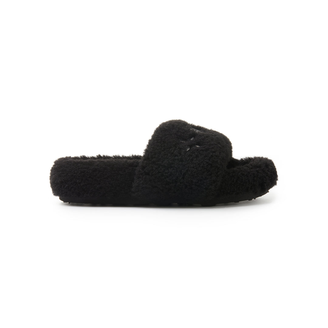 Trapar Waves Basic Casual Furry Slipper Black