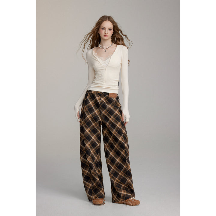 Via Pitti Casual Loose Plaid Machete Pants