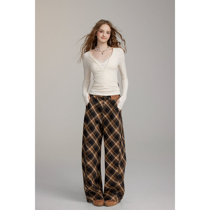 Via Pitti Casual Loose Plaid Machete Pants