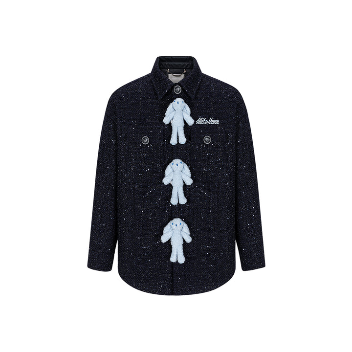 13De Marzo Doozoo Sequin Tweed Shirt Jacket Dark Blue