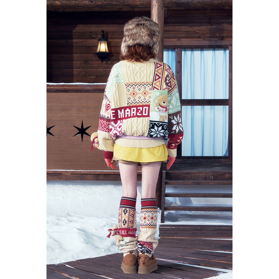 13De Marzo Vintage Jacquard Pattern Knit Sweater