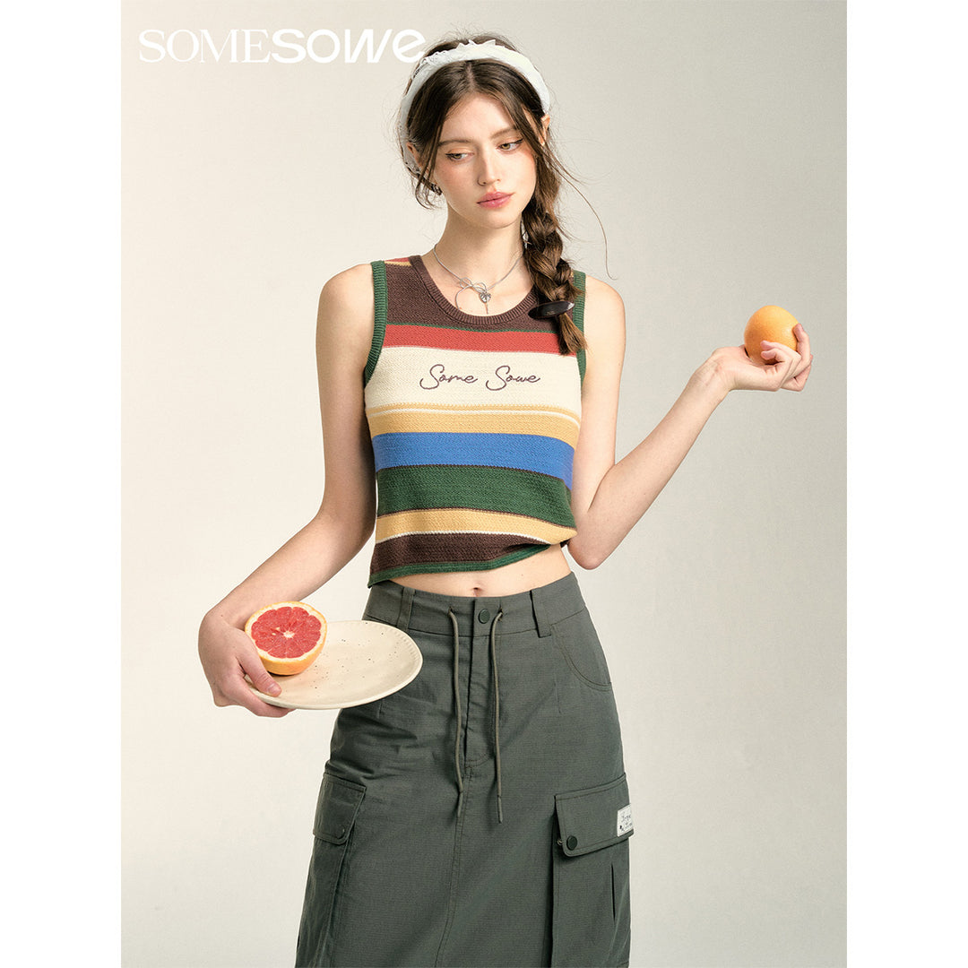 SomeSowe Rainbow Embroidered Logo Knit Vest