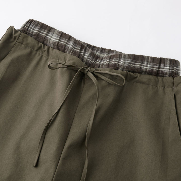 SomeSowe Double Waist Drawstring Wide-Leg Pants Brown