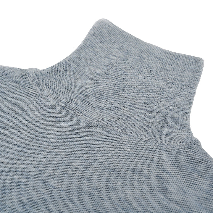 Kroche Color Blocked Cuff Woollen Knit Turtleneck Top Grey - Mores Studio