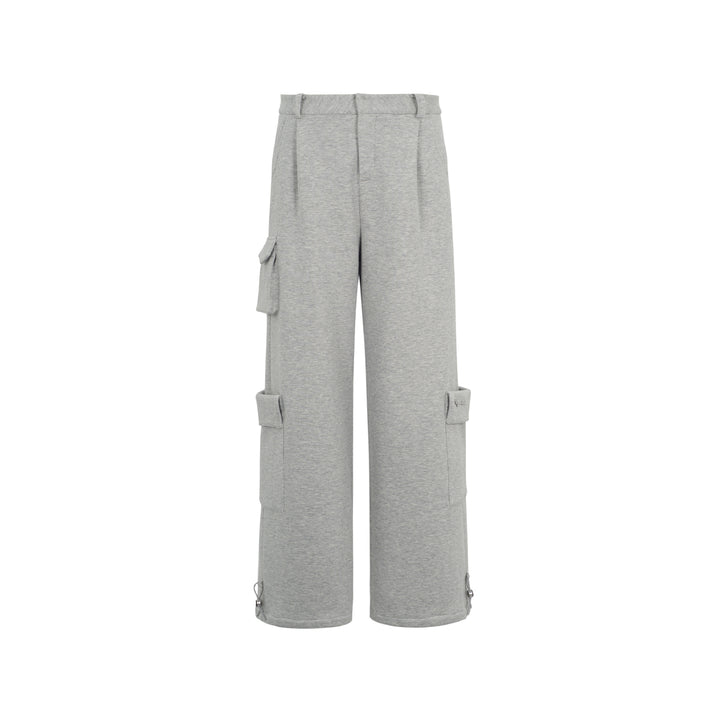 Three Quarters Stretch Pocket Fleece-Lined Cargo Pants Gray