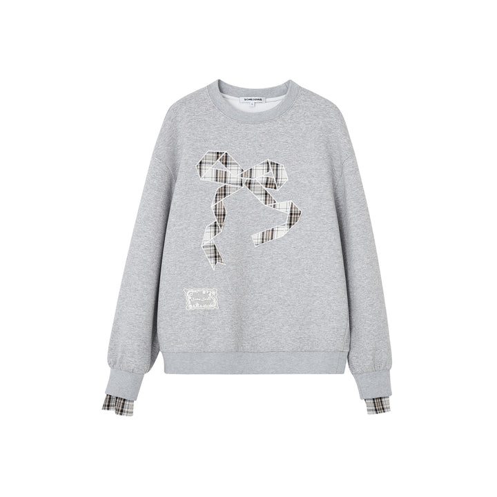 SomeSowe Origami Bow Embroidery Sweatshirt Gray