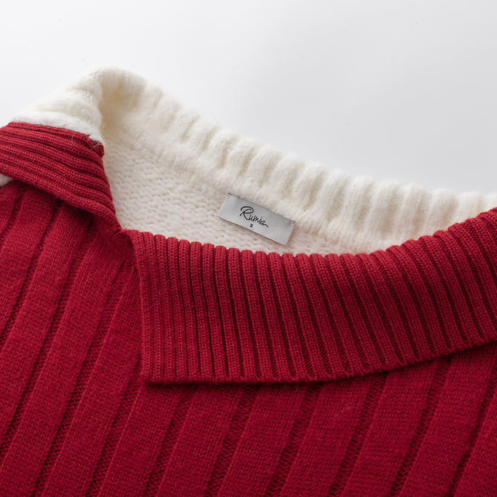 Rumia Florence Knitted Jumper Red And White - Mores Studio