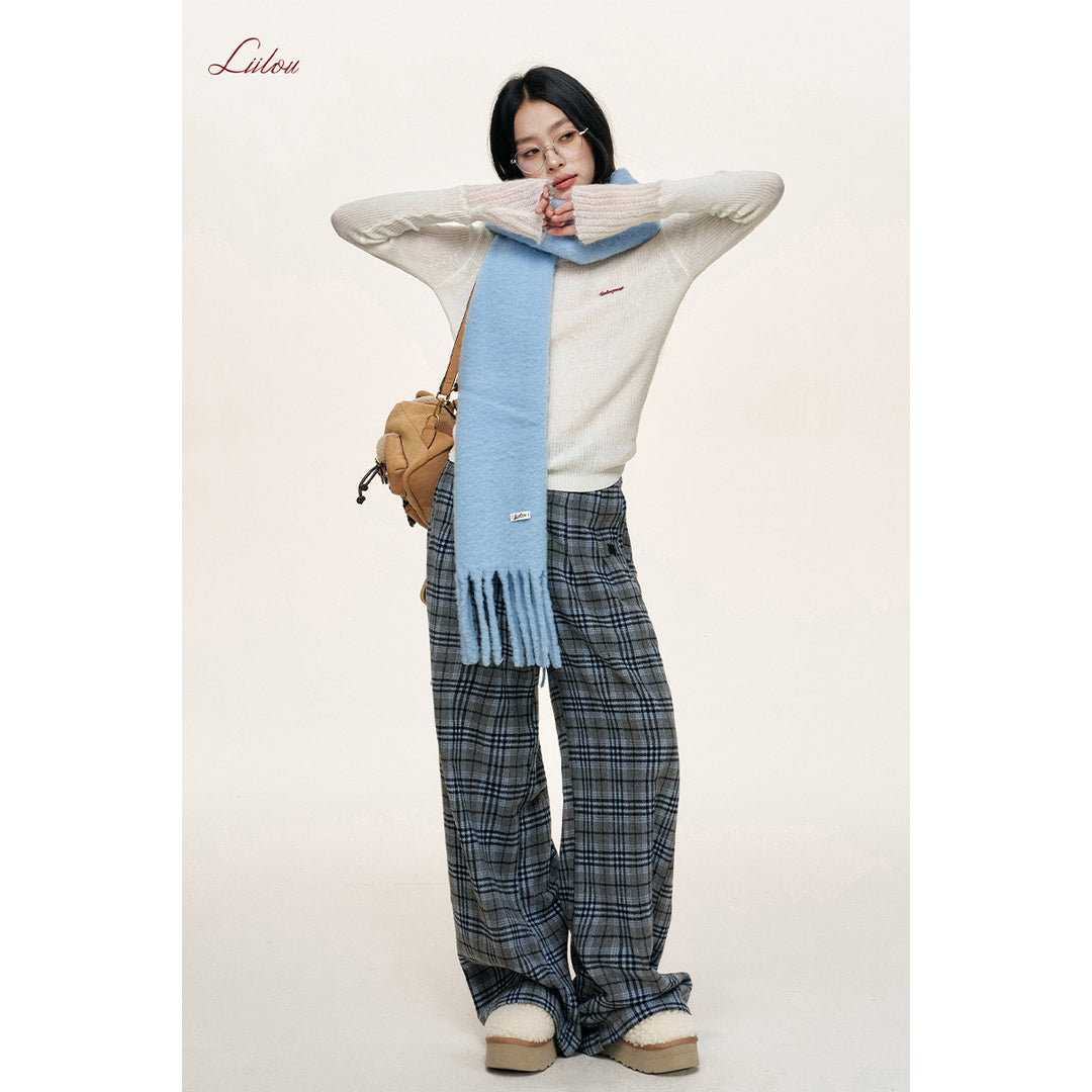 Liilou Mohair Patchwork Woolen Knit Top White