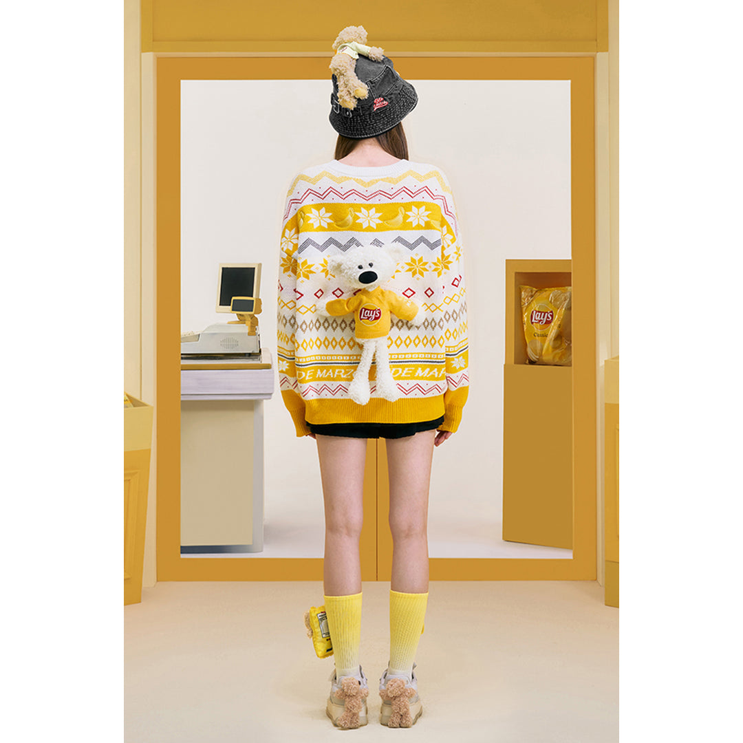 13De Marzo X Lay's Flavor Bear Fair Isle Knit Sweater Yellow