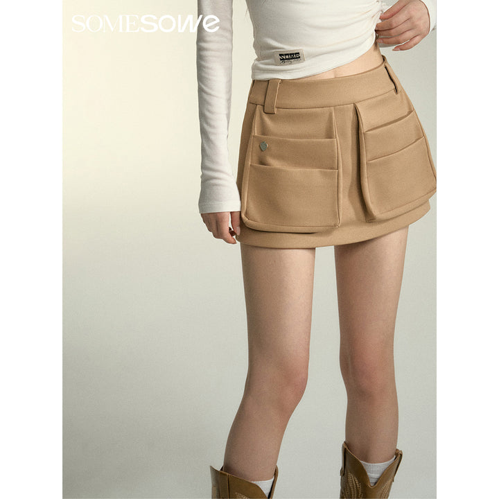 SomeSowe 3D Pocket Cargo Skirt Shorts Khaki - Mores Studio