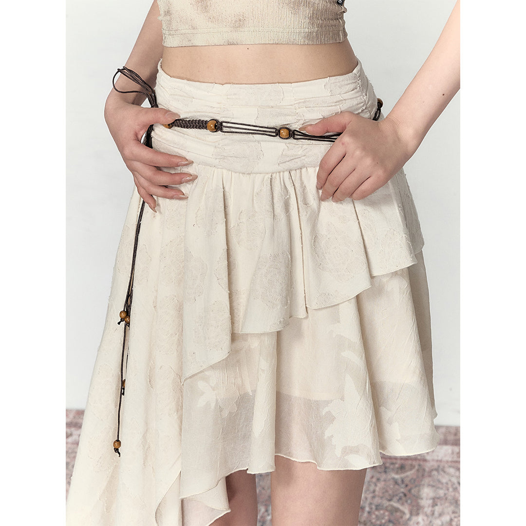 Via Pitti Heavy Rose Irregular Patchwork Skirt