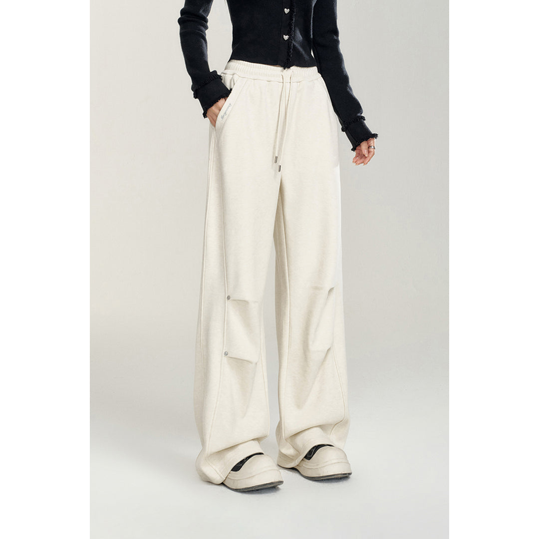 MacyMccoy Wrinkle Wide-Leg Fleece-Lined Pants White