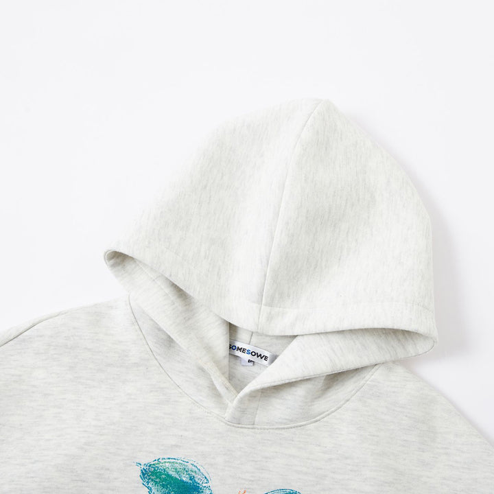 SomeSowe Green Apple Printed Hoodie Light Gray