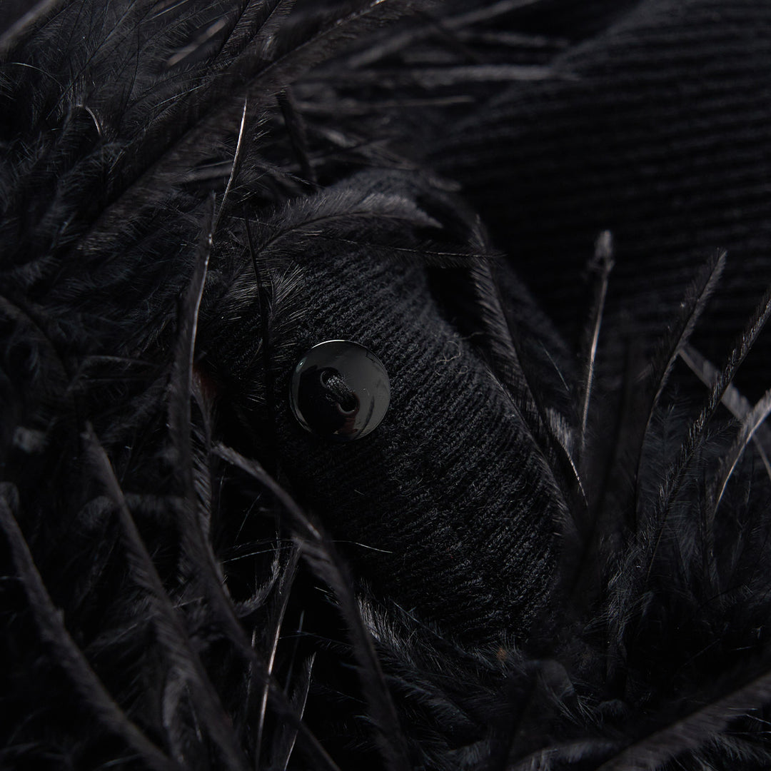 Via Pitti Detachable Ostrich Feather Knit Top Black