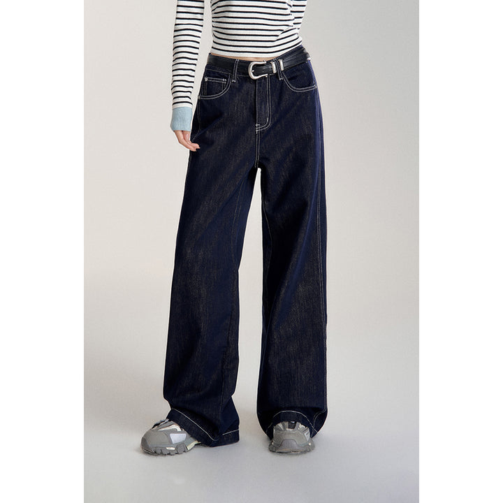 MacyMccoy High Waist Draped Wide-Leg Jeans