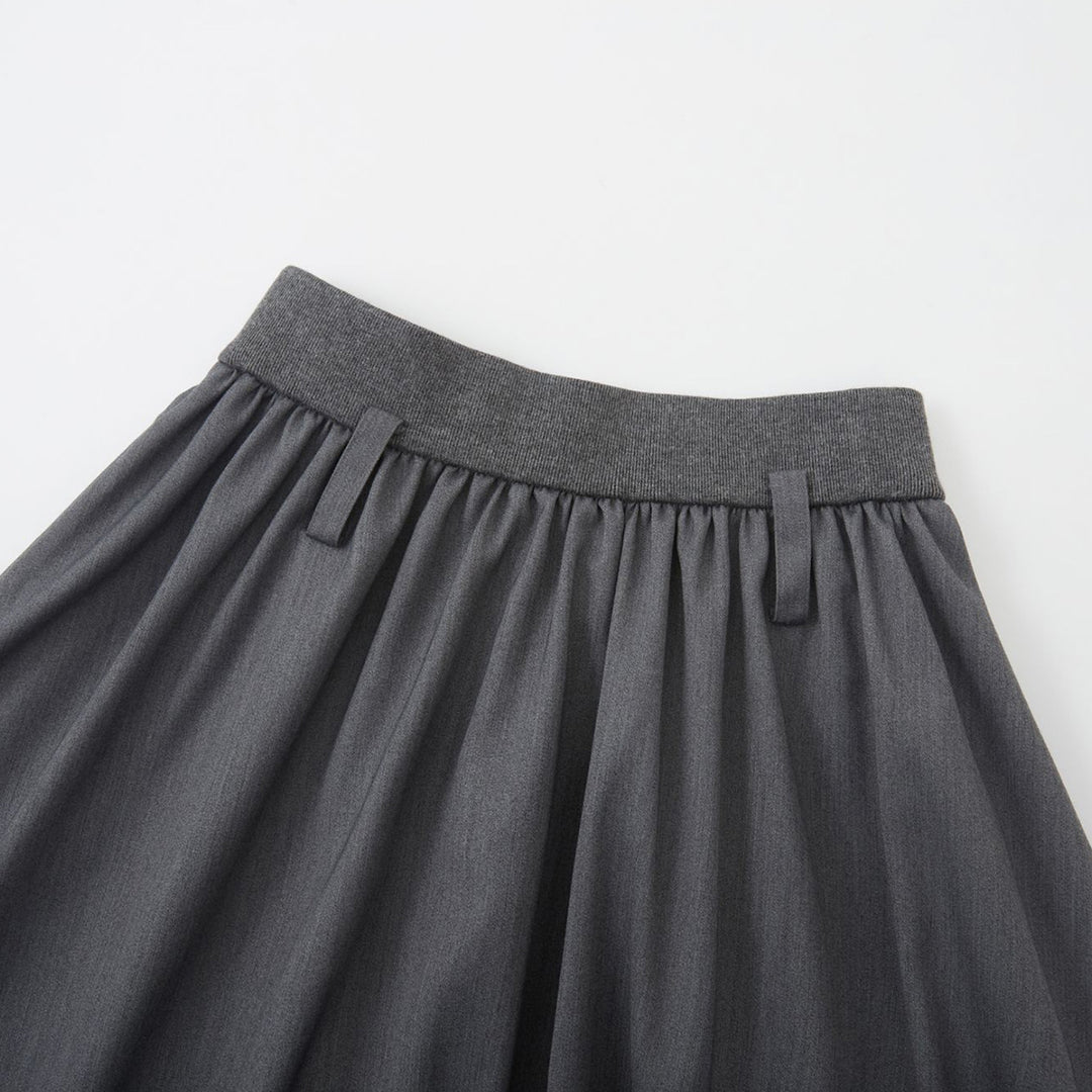 SomeSowe Fake-2-Piece Pleated Elastic-Waist Skirt