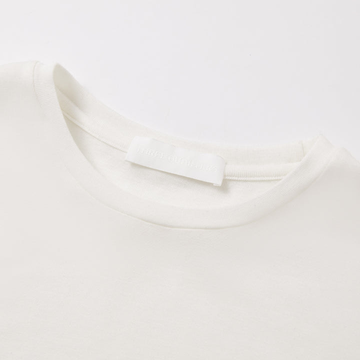 Three Quarters Hotfix Logo Tencel Wool Top White