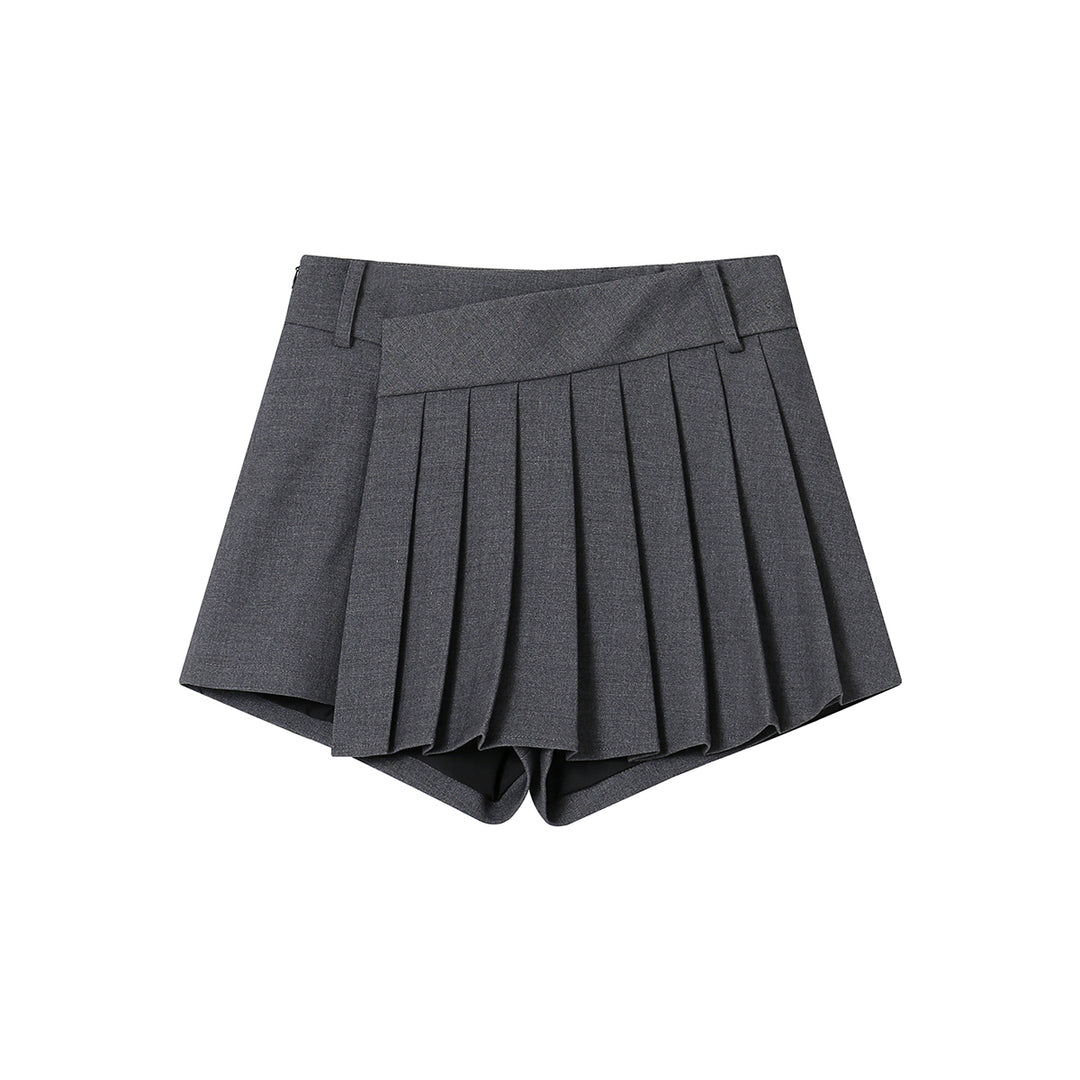SomeSowe Irregular Cutting Pleated Skirt Shorts Grey - Mores Studio