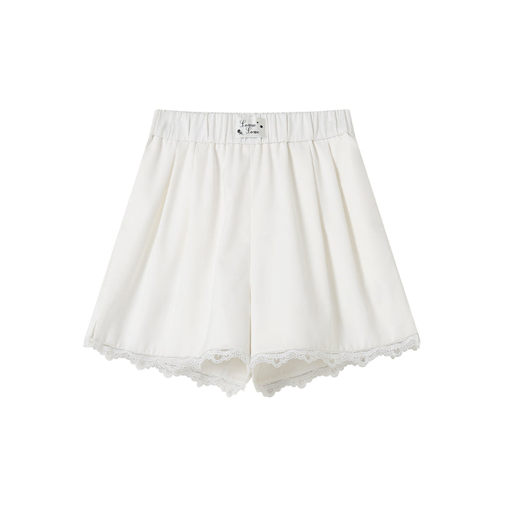 SomeSowe Lace Edge Casual Shorts White