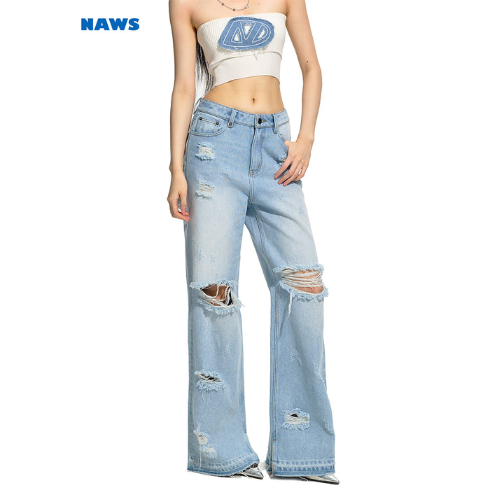 NAWS Classical Destroyed Straight-Leg Jeans