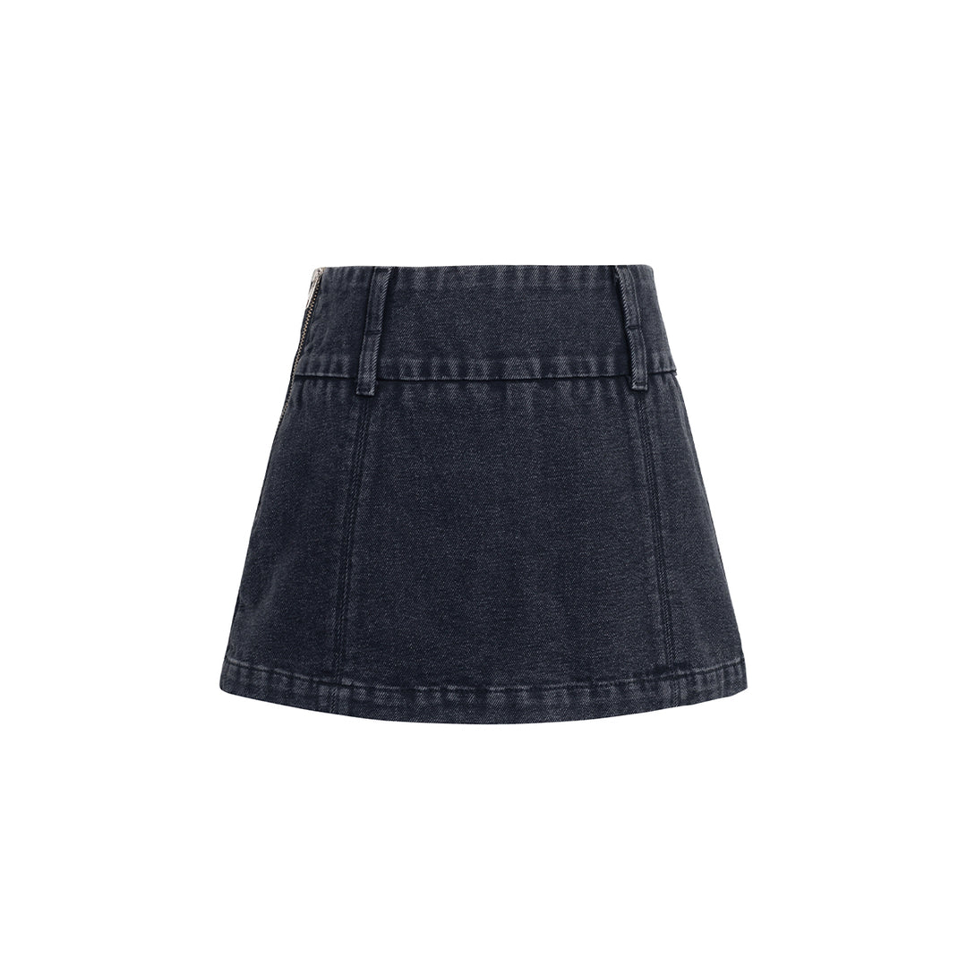 Three Quarters Low Waist Denim Skirt Shorts Black - Mores Studio