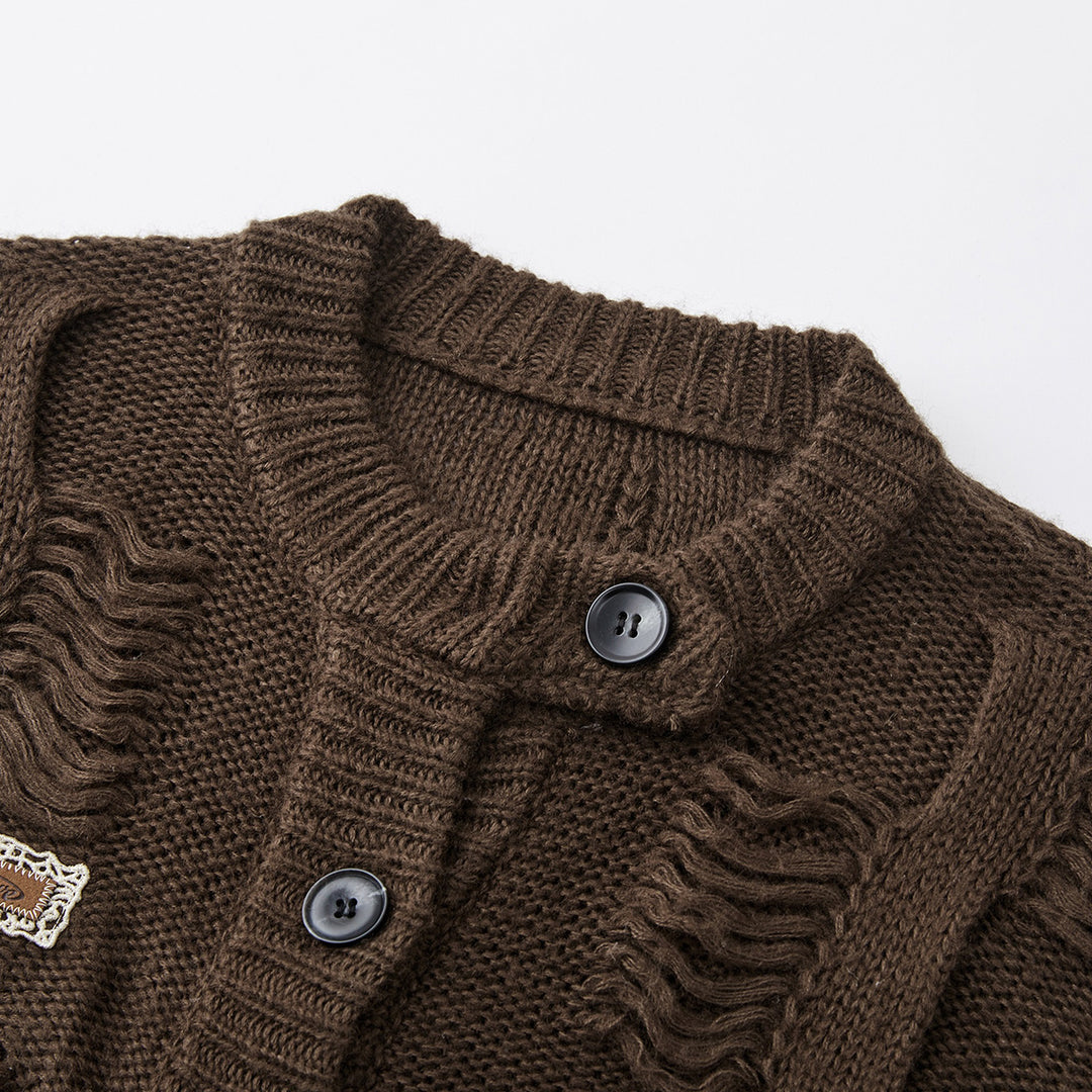 SomeSowe Vintage Destroyed Knit Cardigan Brown