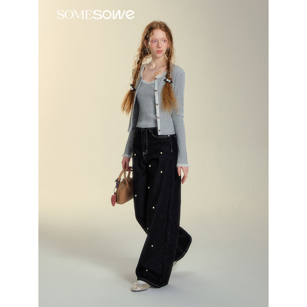 SomeSowe Lace Patchwork Texture Cardigan