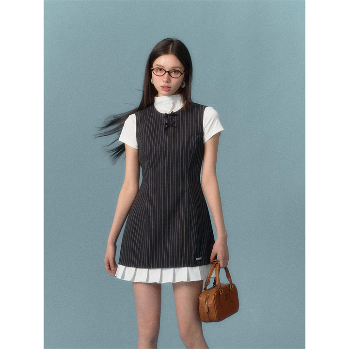 AsGony Color Blocked Striped Dress