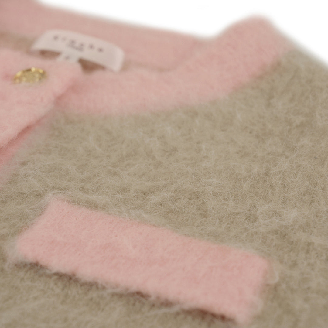 Kroche Color Blocked Alpaca Fiber Cardigan Pink - Mores Studio