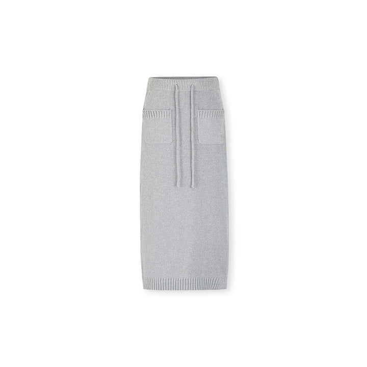 NotAwear Drawstring Knit Long Skirt Grey - Mores Studio