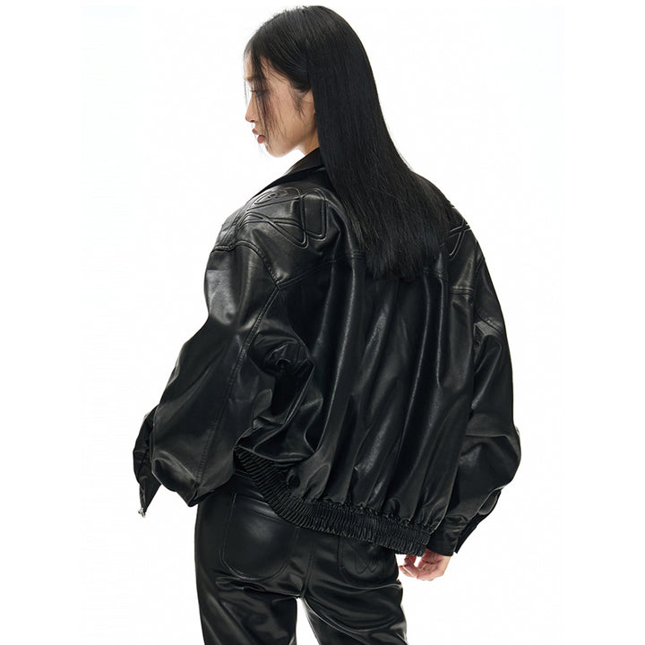 NotAwear Vintage Zipper Leather Jacket Black - Mores Studio